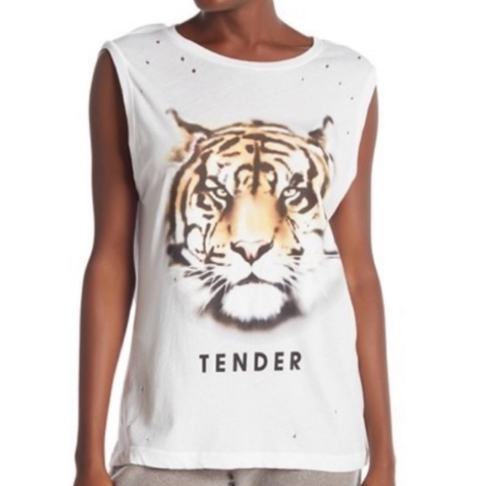 Wildfox Tender Tiger Graphic Tank Top S M